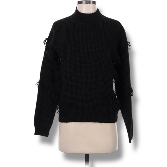 194 Michael Kors | NWOT Black Fringe Knit Sweater (Size S ) - Picture 1 of 13